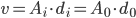 v = A_{i} \cdot d_{i} = A_{0} \cdot d_{0}